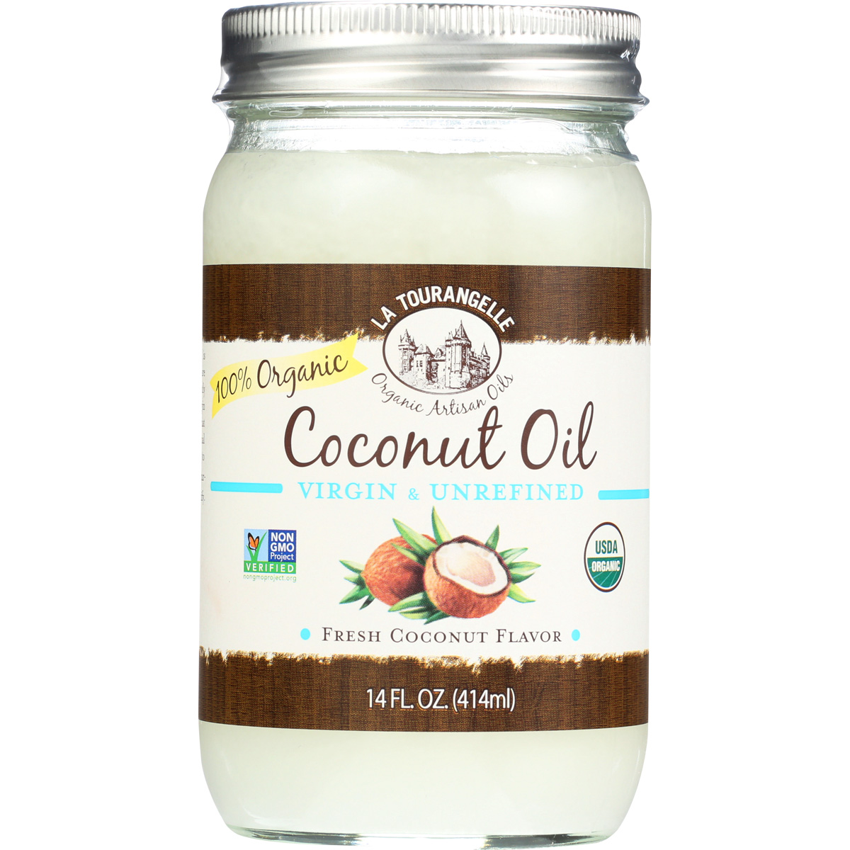 La Tourangelle Virgin Unrefined Organic Coconut Oil 14 Fl Oz Jar