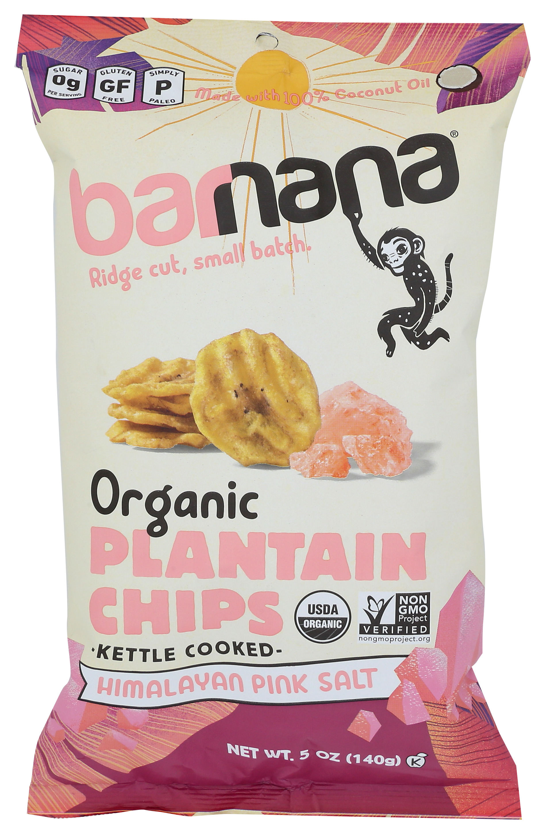 Barnana Organic Plantain Chips Himalayan Pink Salt 5 Oz
