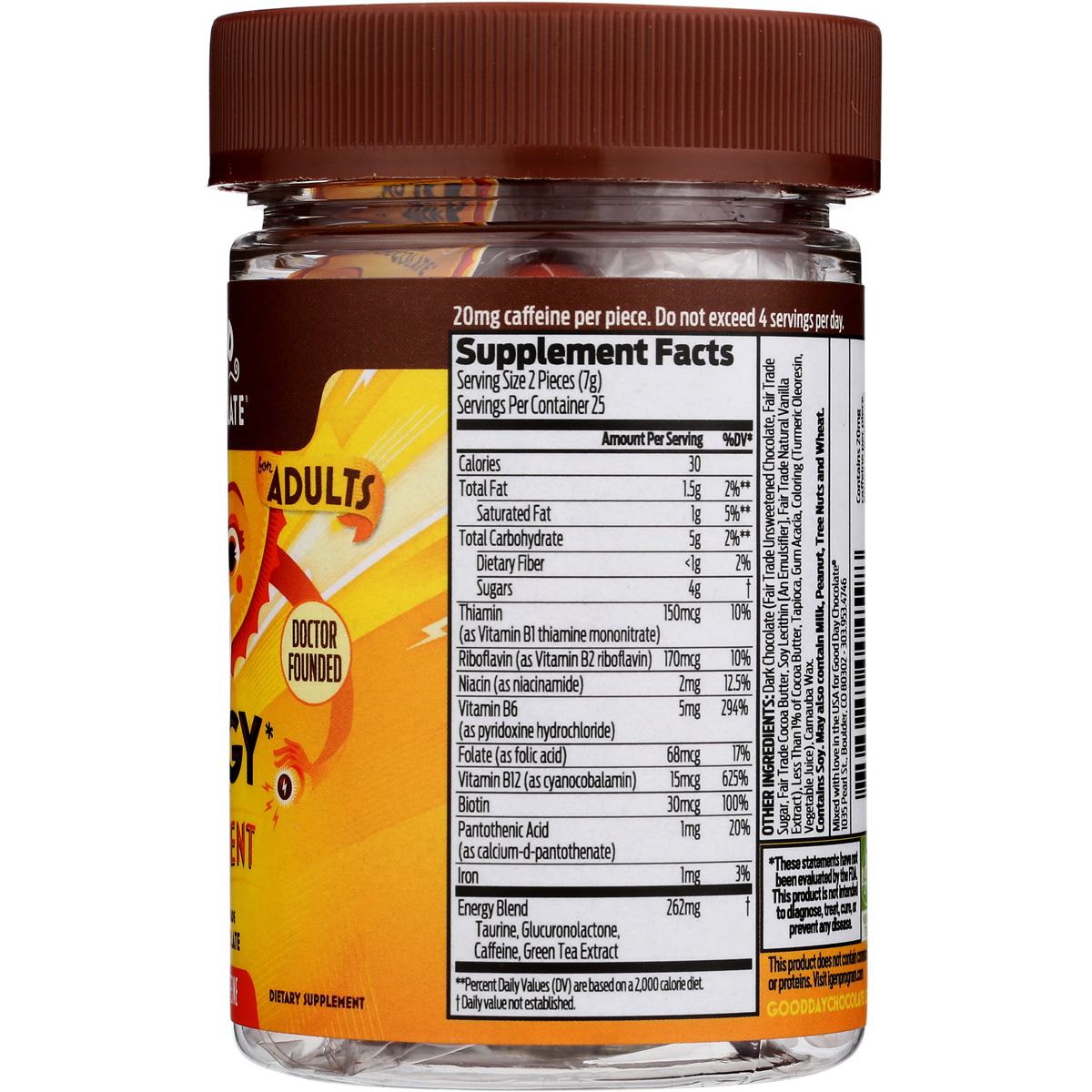 Good Day Chocolate Adults Energy Supplement 50 Candy Coated Pieces Ct