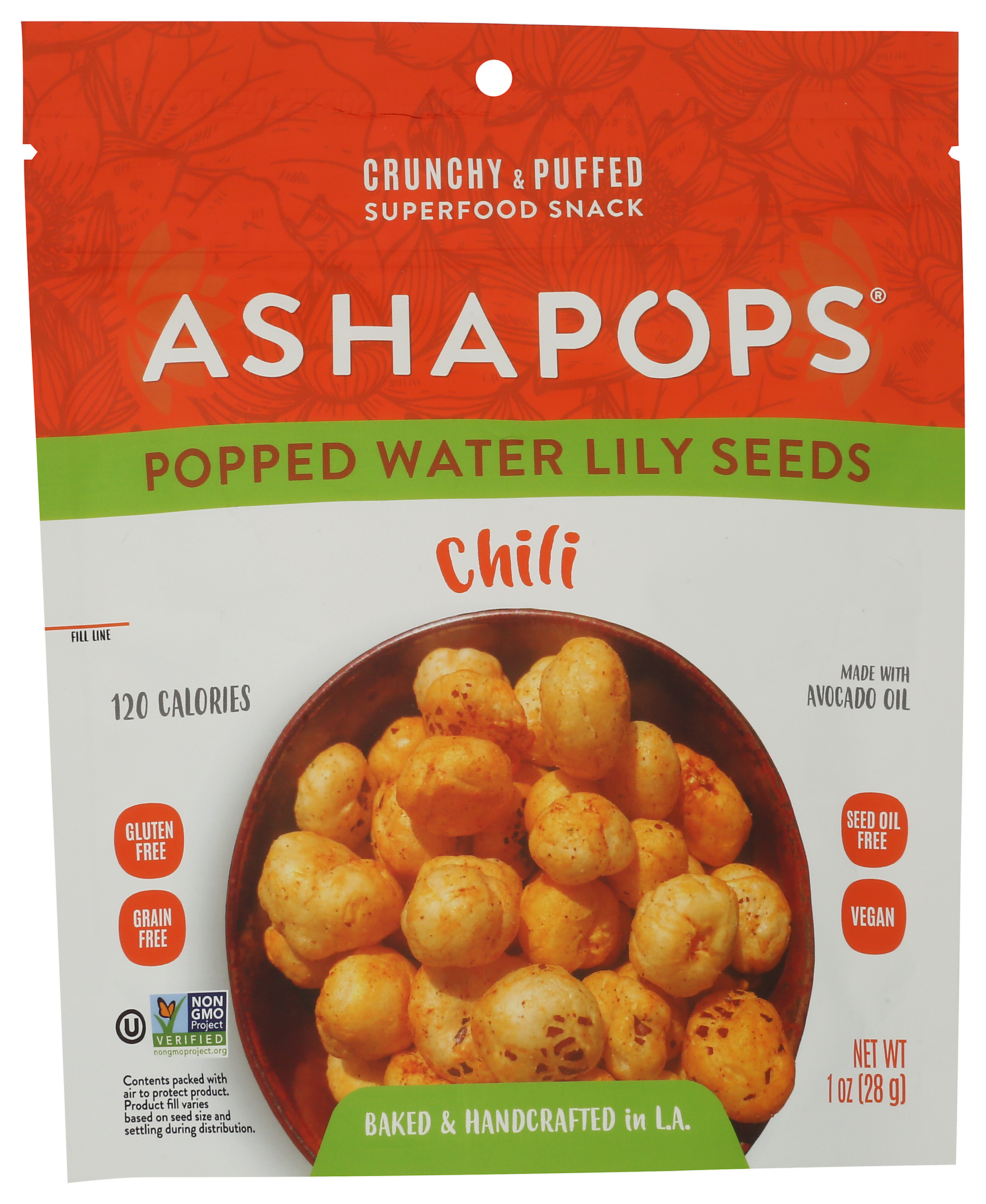 Ashapops Popped Water Lily Seeds Chili Lime 1 Oz