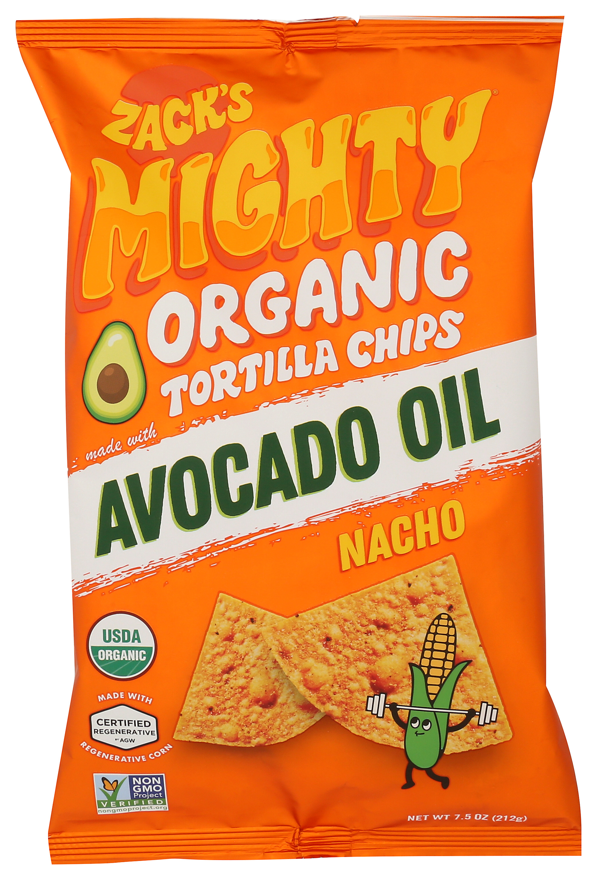 Organic Nacho Tortilla Chips Made With Avocado Oil By Zack'S Mighty 7.5
