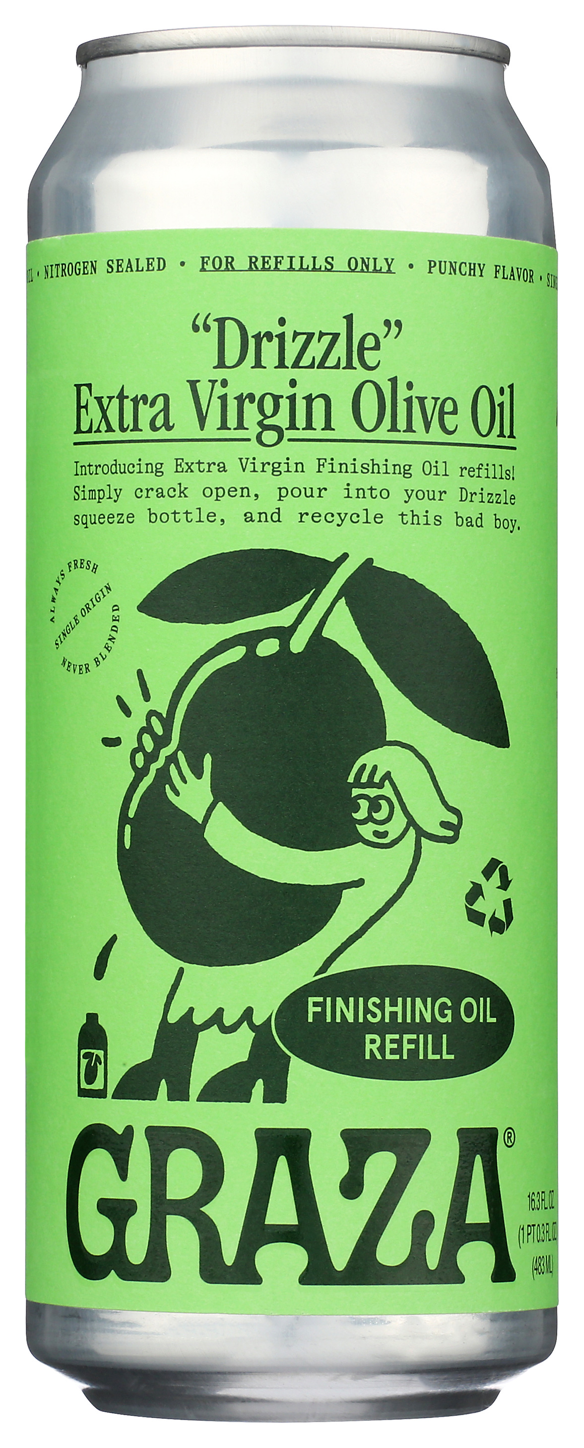 Graza Drizzle Olive Oil Extra Virgin Finishing Refill Can 16.3 Fl Oz