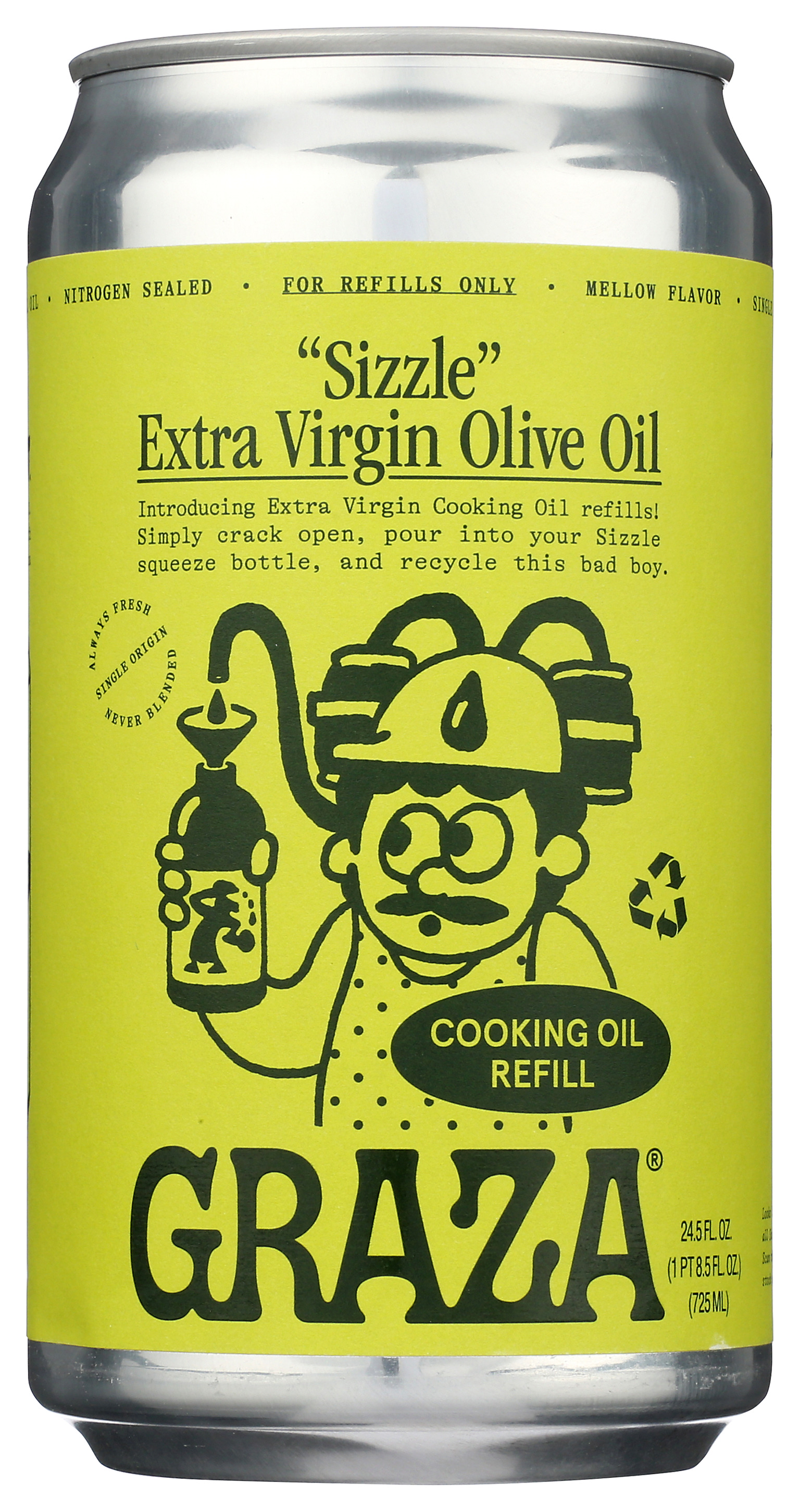 Graza Sizzle Cooking Oil Refill Extra Virgin Olive 24.5 Fl Oz