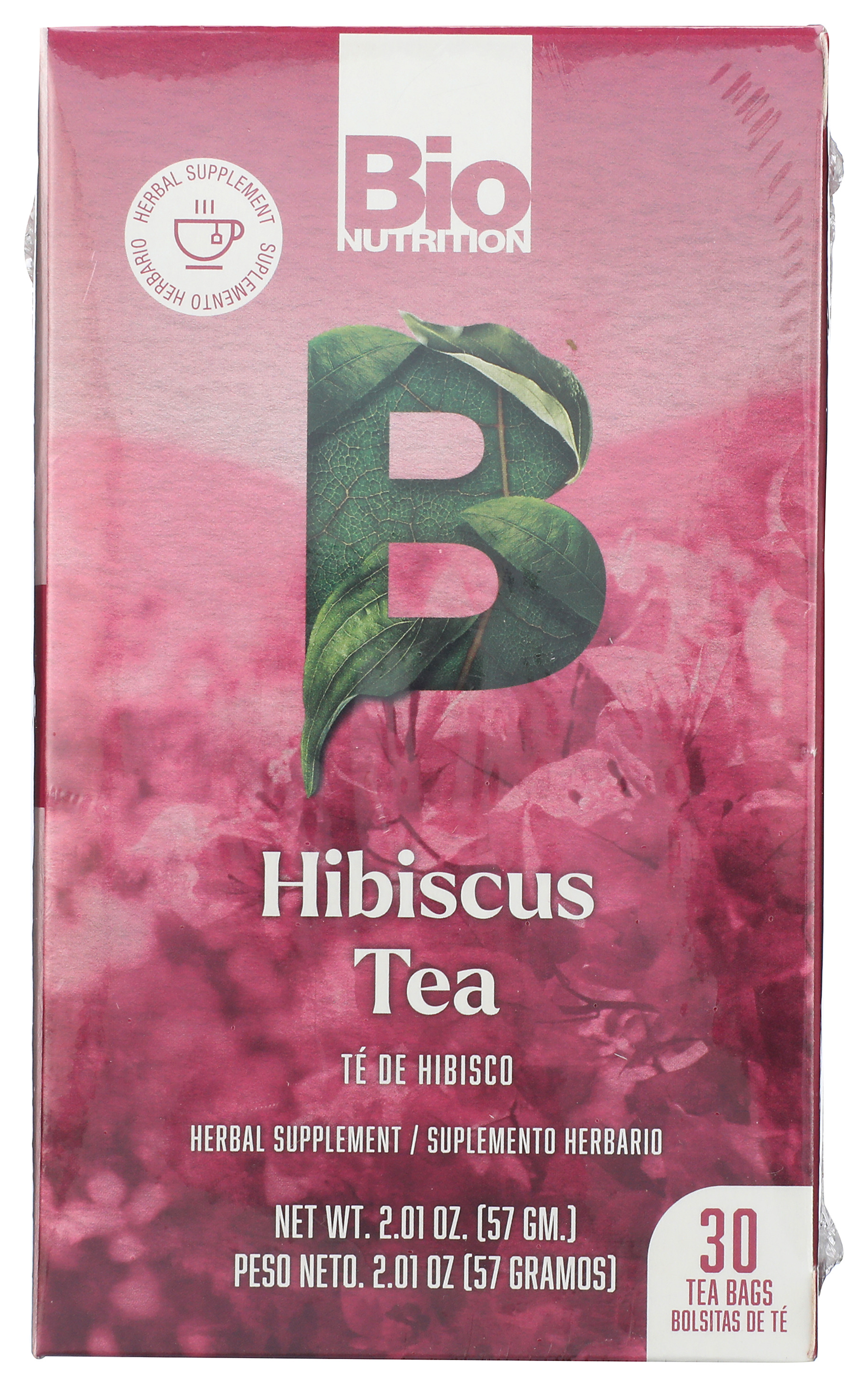 Hibiscus Tea Herbal Supplement By Bio Nutrition 30 Bags