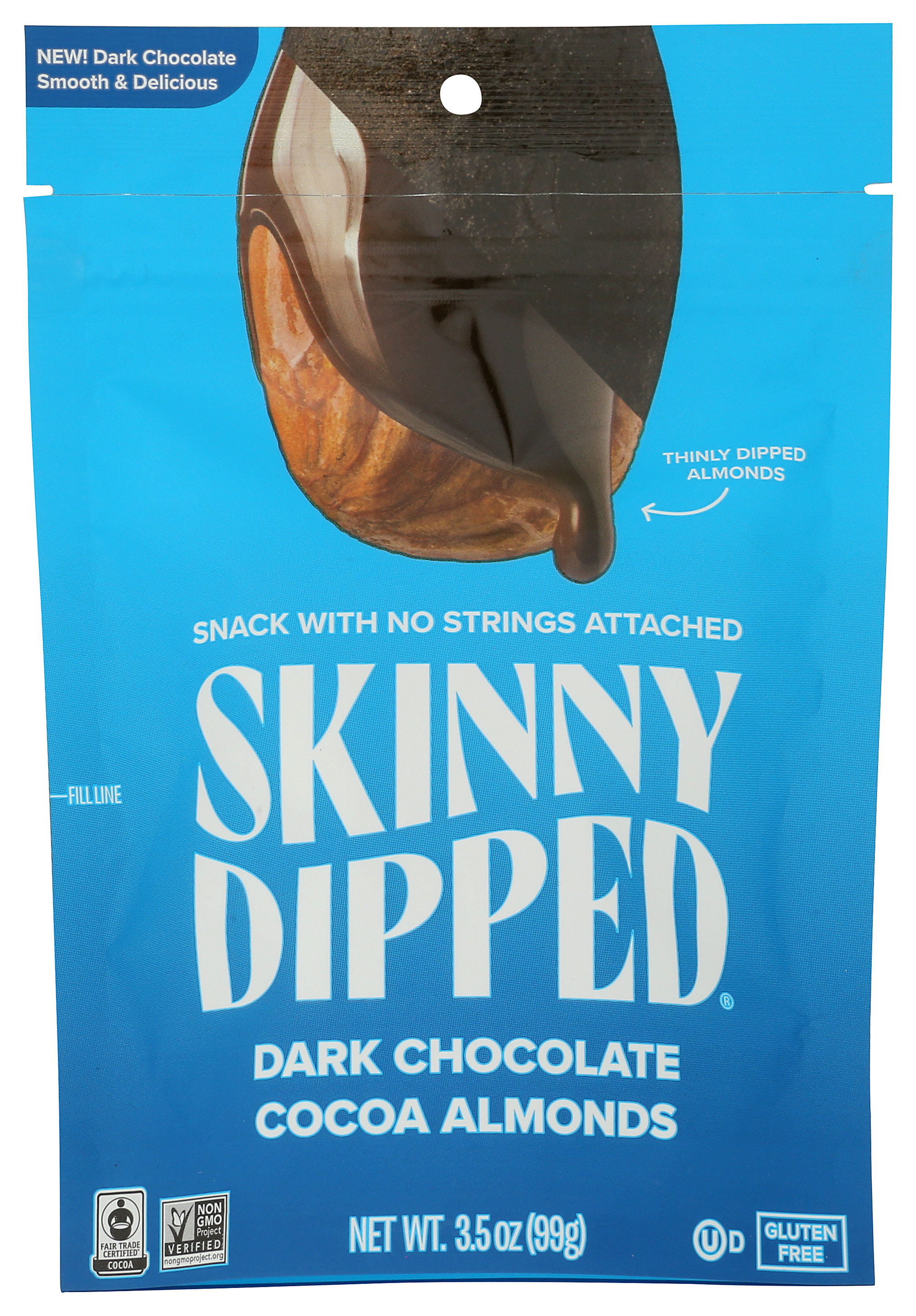 Skinny Dipped Dark Chocolate Almonds Cocoa Protein Snack 3.5 Oz