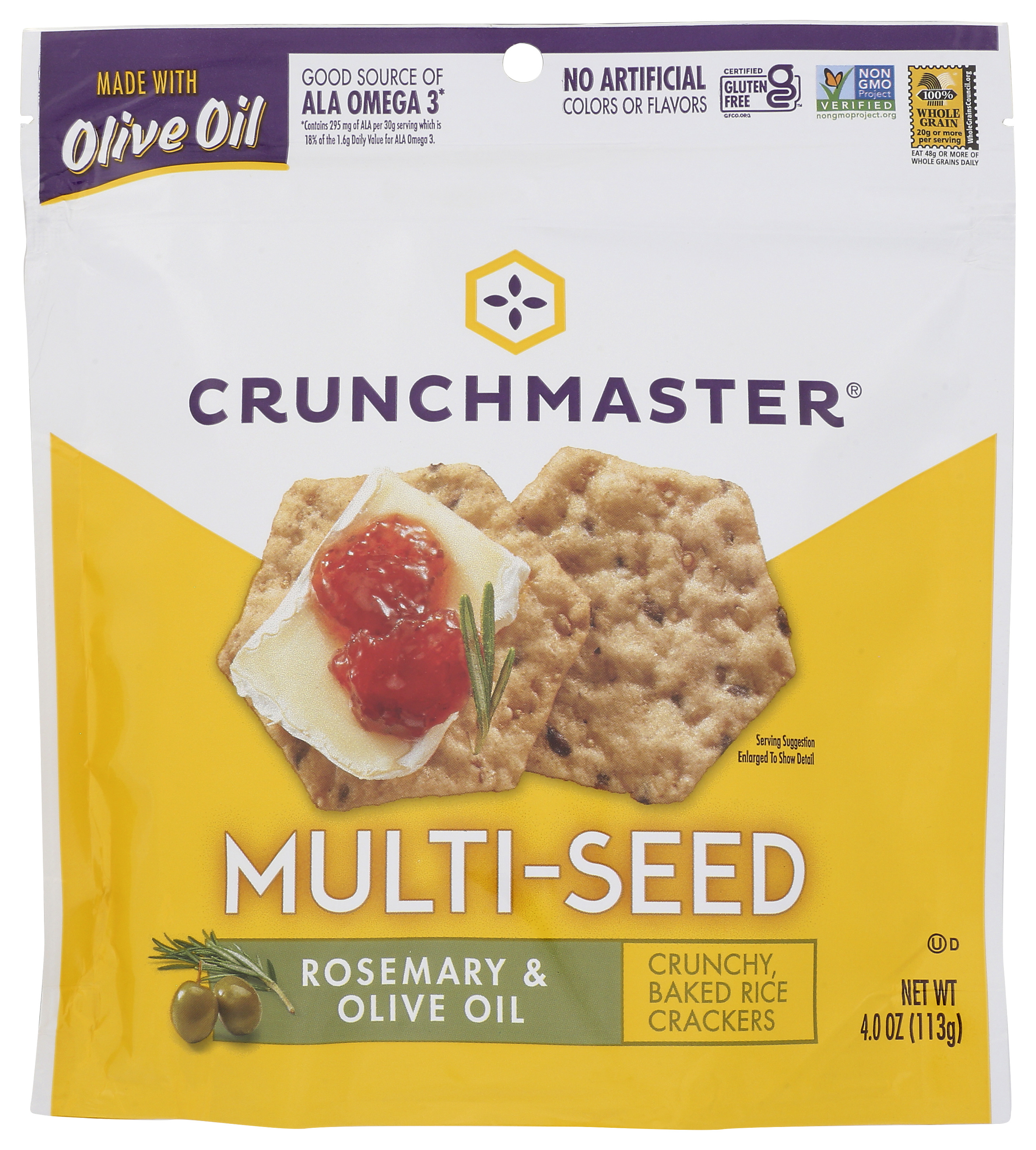 Crunchmaster Rosemary & Olive Oil Multi-Seed Crackers 4 Oz Rice