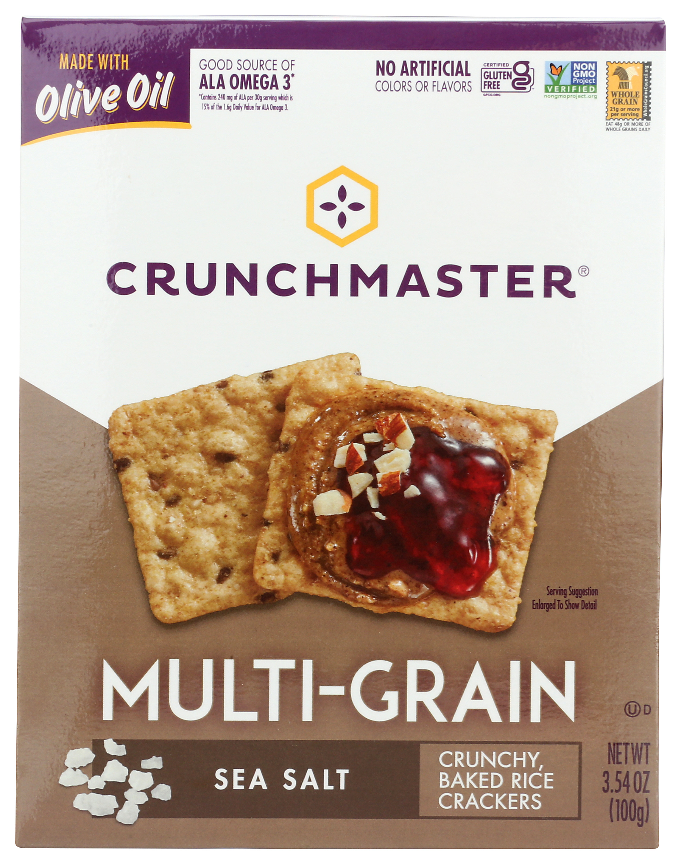 Multi-Grain Sea Salt Crunchmaster Rice Crackers 3.54 Oz 100 G 30G