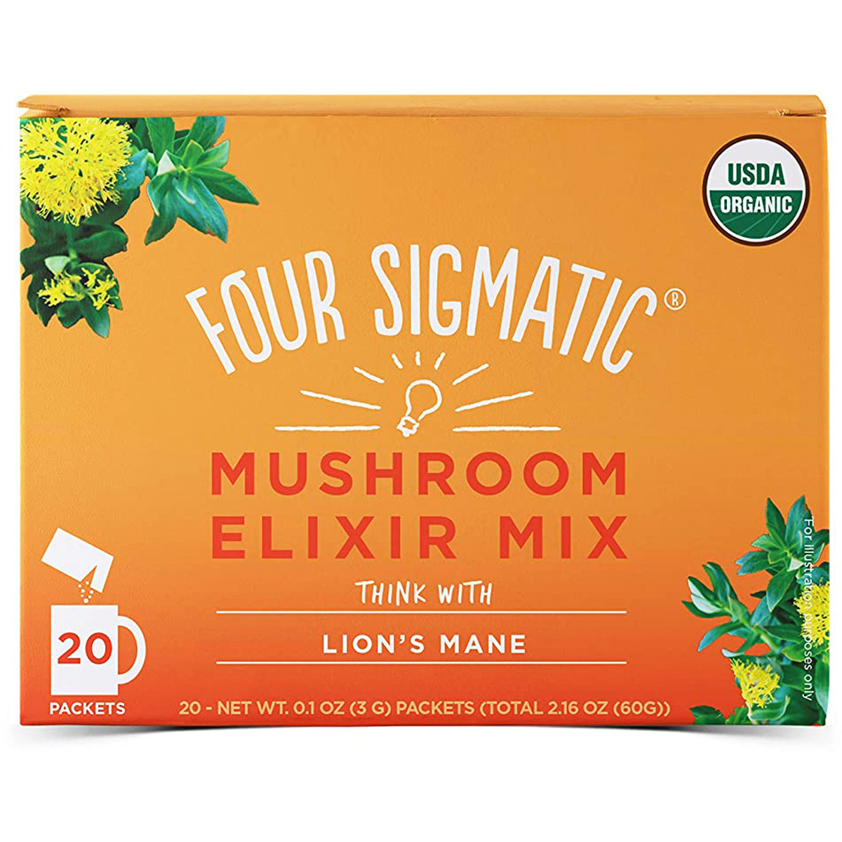 Four Sigmatic Mushroom Elixir Mix Lions Mane 20 Packets Powder