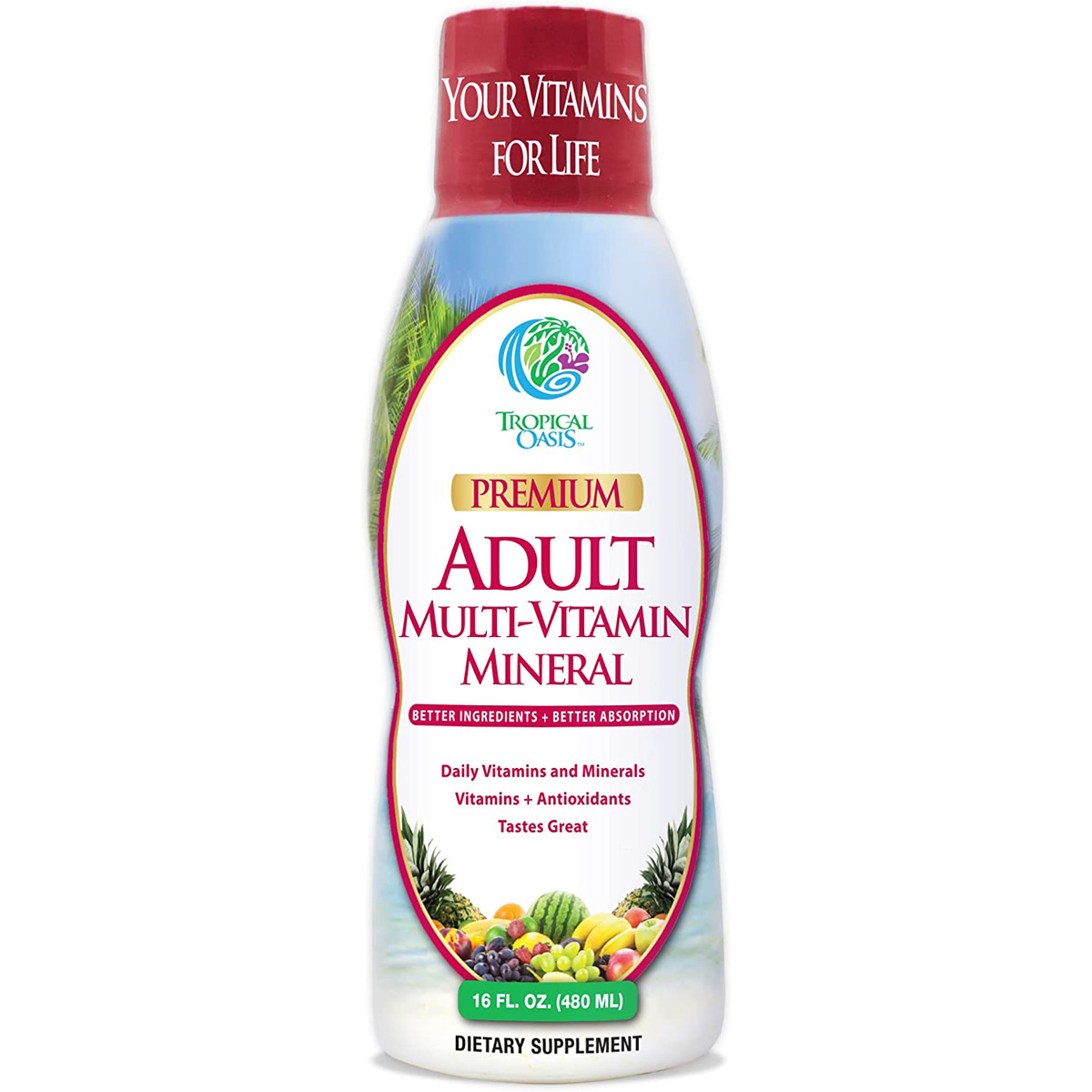 Tropical Oasis Premium Adult Multi Vitamin Mineral Liquid Supplement 16