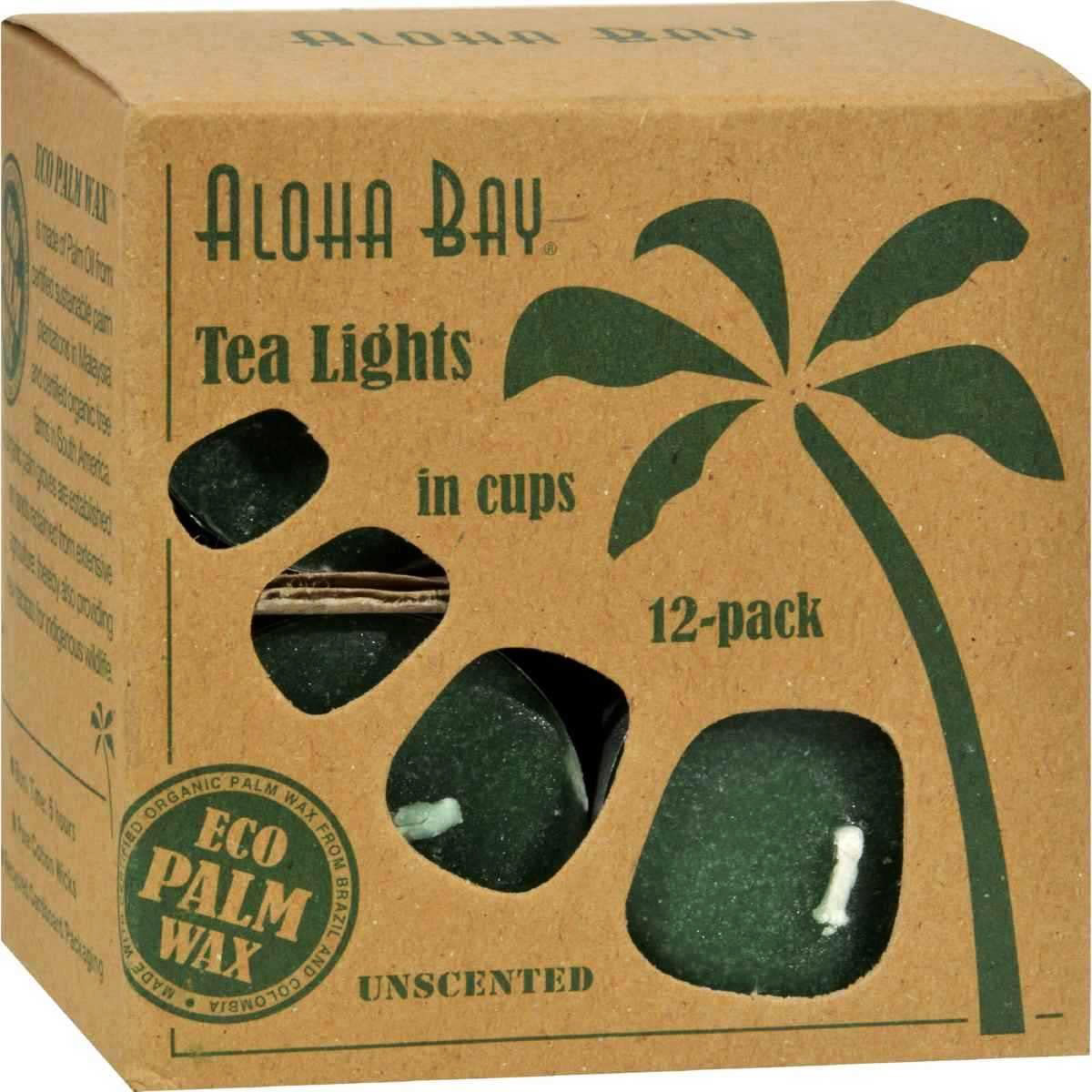 Aloha Bay Tea Lights Unscented Eco Palm Wax 12- In Cups