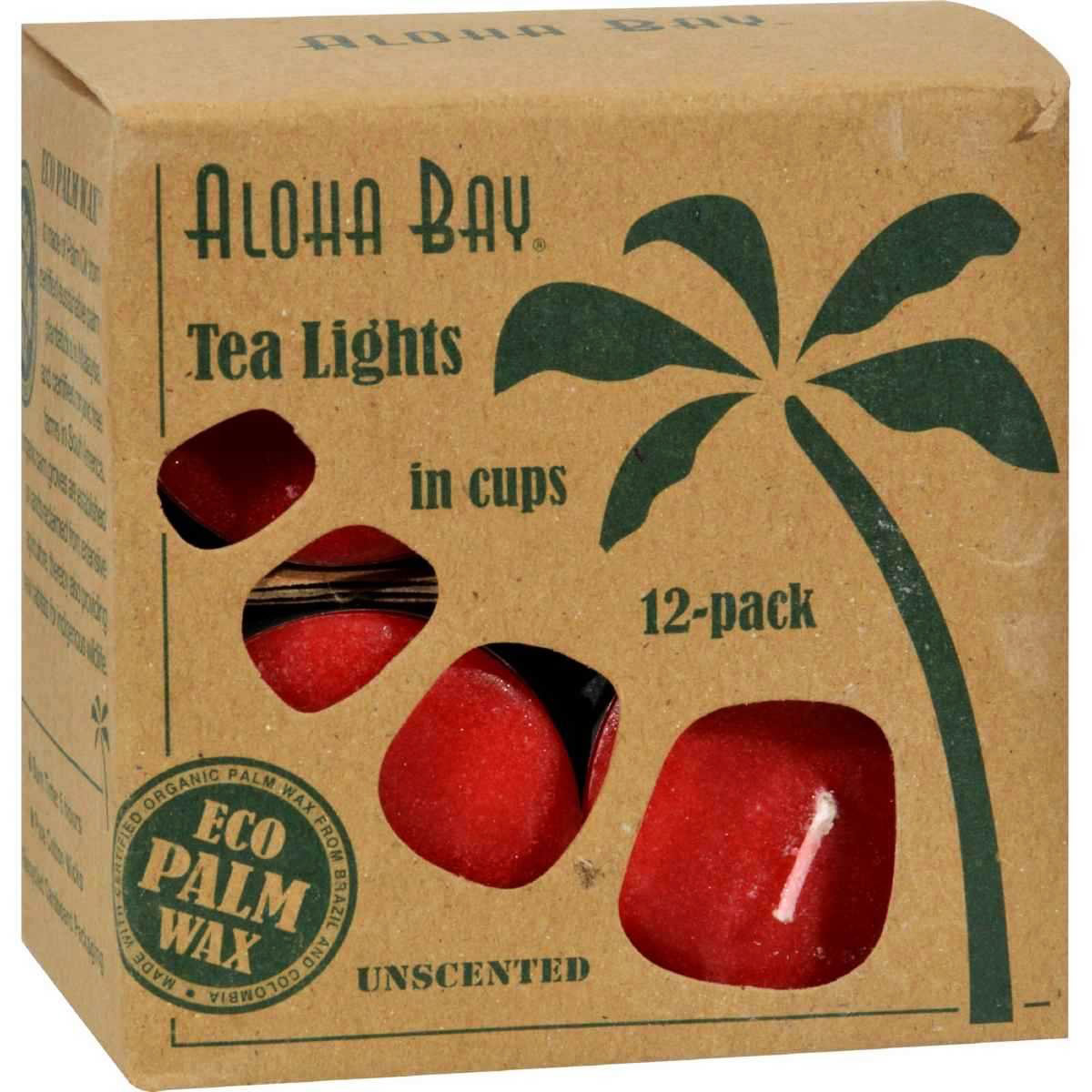 Unscented Eco Palm Wax Tea Light Candles 12 By Aloha Bay