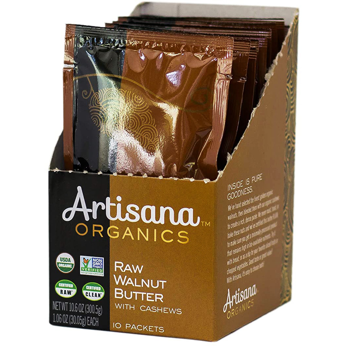 Artisana Organic Raw Walnut Butter With Cashews 1.06 Oz Packets 10 Count