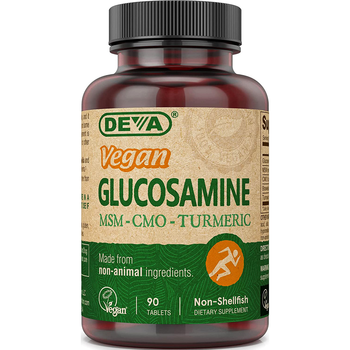 Deva Vegan Glucosamine Msm Cmo Turmeric Dietary Supplement 90 Tablets Tea