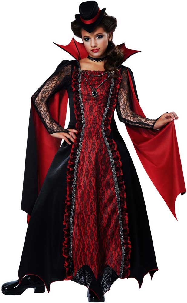 Prim Victorian Succubus Drapes & Collar Countess Vampire Costume Child ...