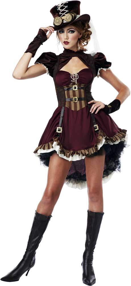 Sexy Victorian Era Wild West Steampunk Brass Gadget Girl Costume Adult ...