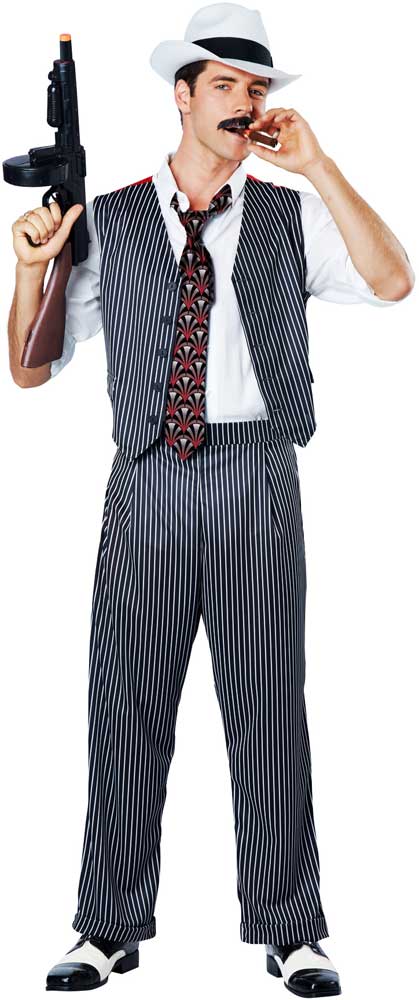 Pinstripe Mafia Mobster Al Capone Halloween Outfit Gangster Costume ...