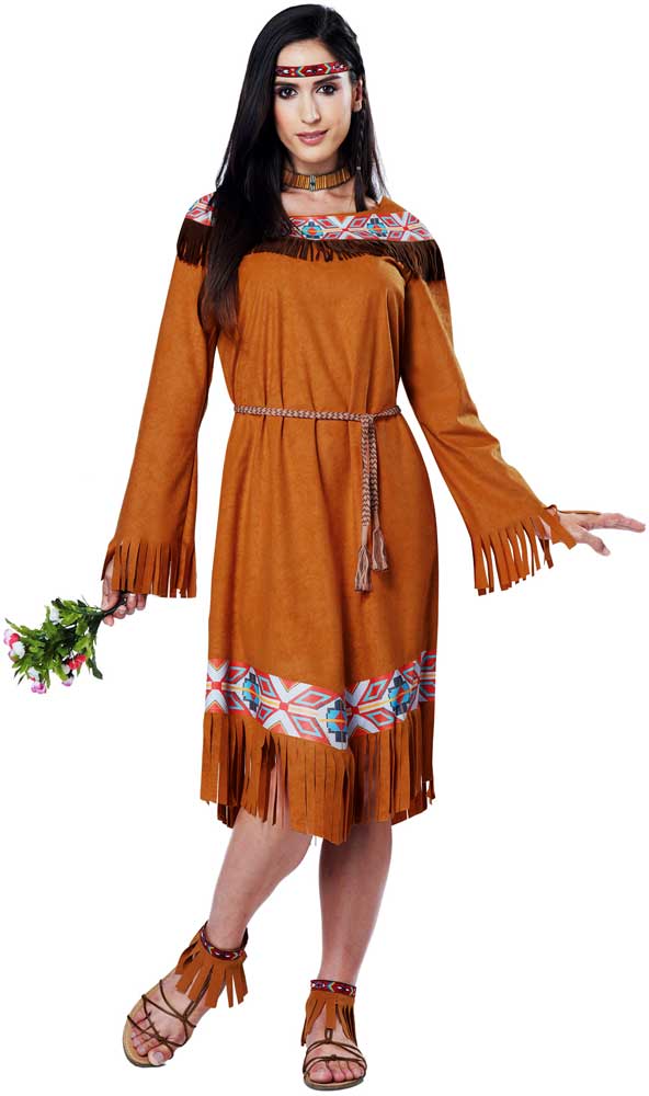 Classic Cherokee Indian Maiden Fringe Dress Native American Costume Adult Women Ebay