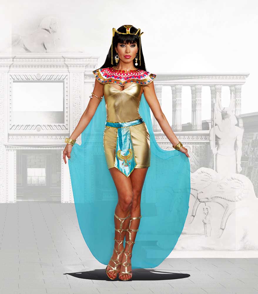 Sexy Nile River Queen Cleopatra Pharaoh Dress Egyptian Roman Costume 