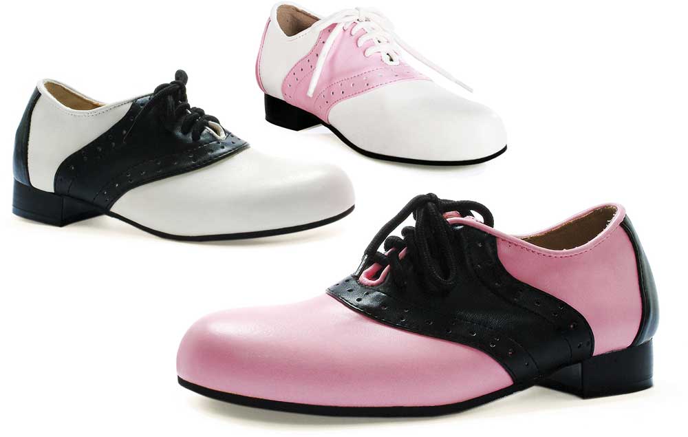 Classic Sock Hop Round Toe Lace Up Oxford Saddle Low Heels Shoes Adult ...