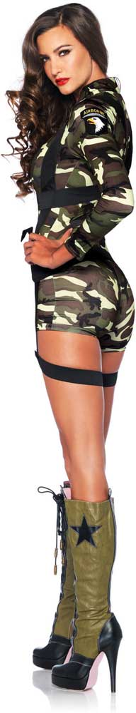 Sexy Commando Camo Army Paratrooper Romper Halloween Costume Outfit 