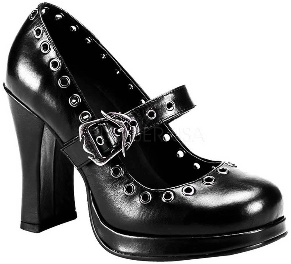 Goth Punk Lolita Eyelet Trim Mary Jane Platform High Heels Shoes Adult ...
