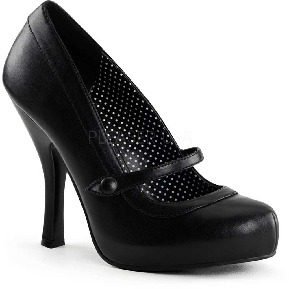 polka dot platform pumps