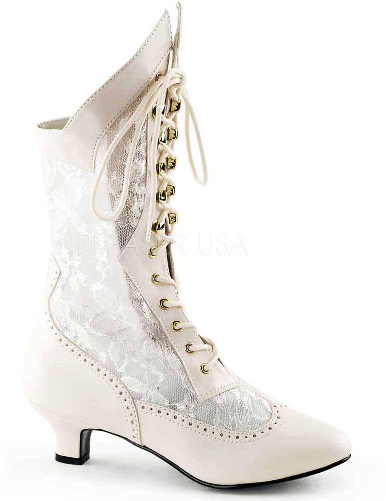 Sexy Lace Victorian Mid Calf Ankle Booties Kitten Heels Boots Shoes ...