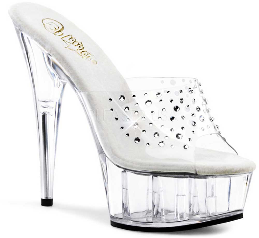 Rhinestone Upper Platform Stiletto Mules Stripper High Heels Shoes ...