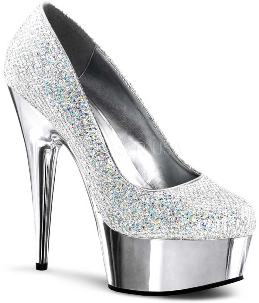 Elegant Jeweled Chrome Platform Stiletto Pumps High Heels Shoes Adult Women | eBay