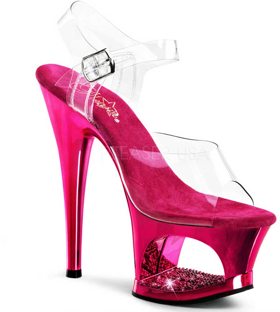 Rhinestone Metallic Platform Stiletto Ankle Strap High Heels Shoes ...