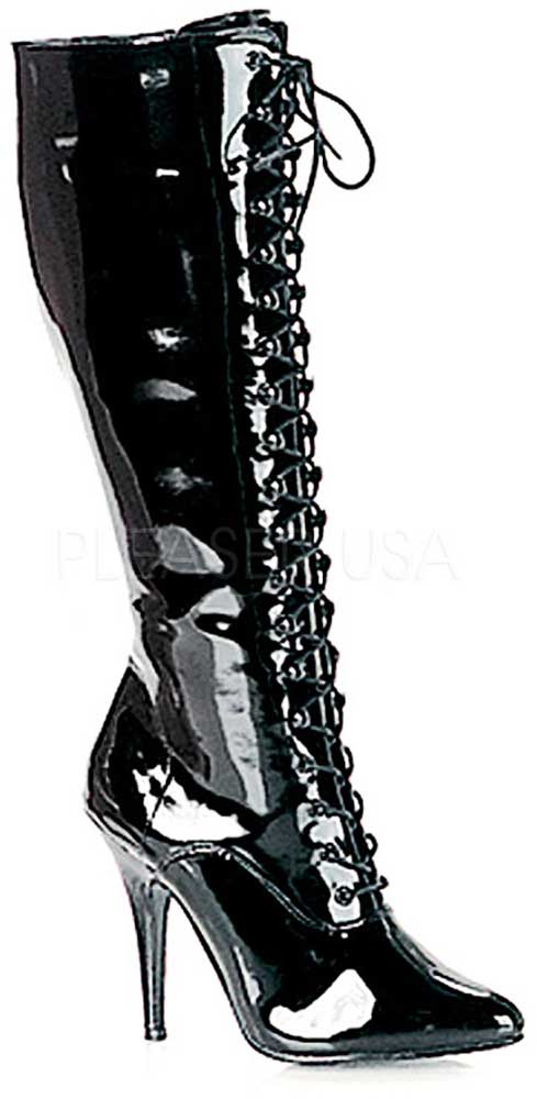 Dominatrix Lace Up Knee High Side Zipper Stiletto Heel Boots Shoes ...