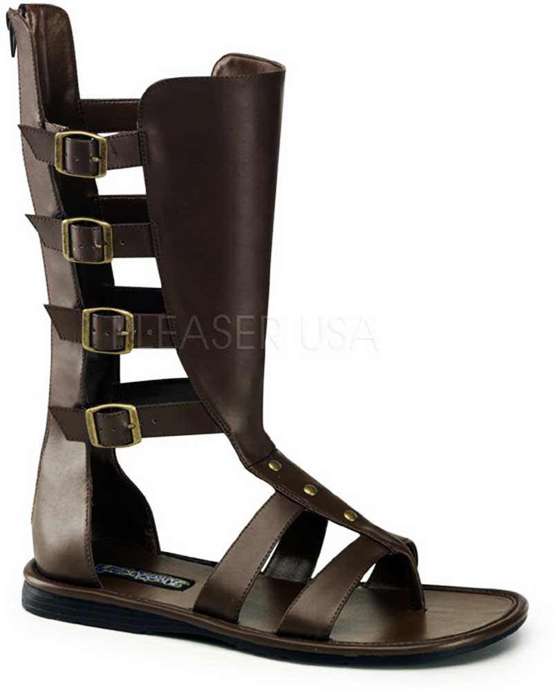 Trojan Spartan Warrior Buckle Strap Mid Calf Gladiator Sandals Shoes Adult Men