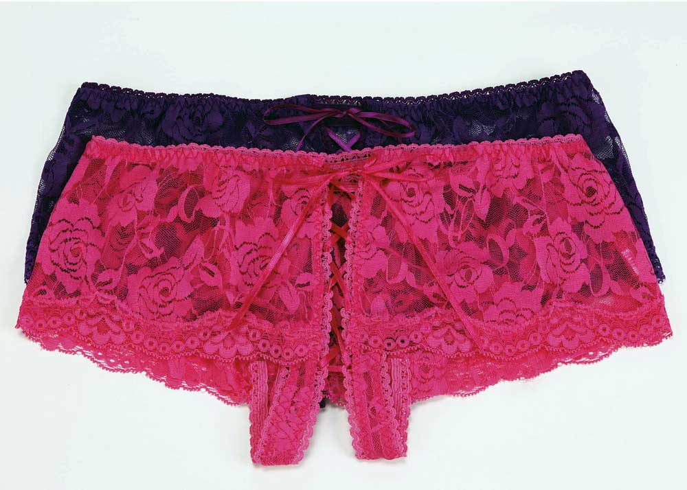 Sexy Floral Lace Cheeky Open Front Boyshorts Panty Panties Lingerie Adult Women Ebay 7884