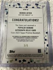 Back | Derek Jeter [Red] Baseball Cards 2023 Topps Pristine Popular Demand Autograph Relic