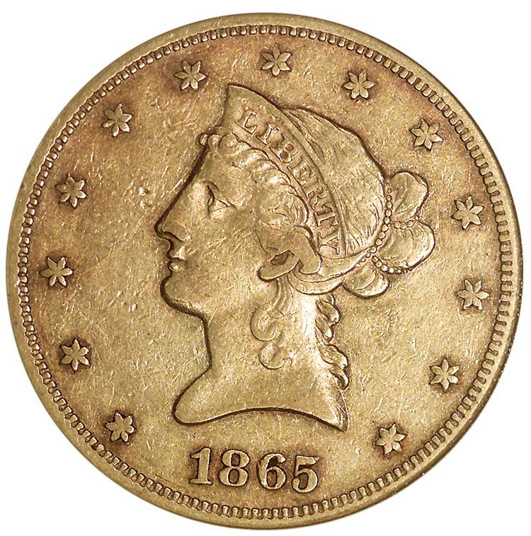 1865 Coins Liberty Head Gold Eagle