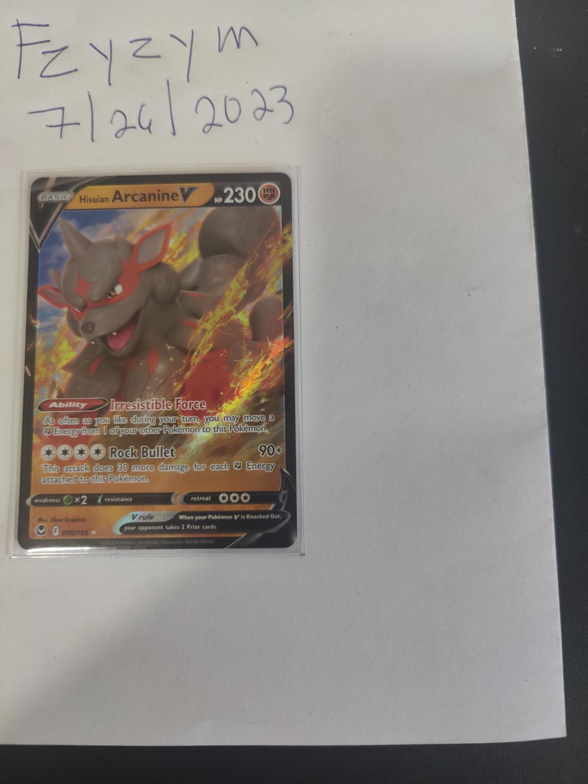 Hisuian Arcanine V Ungraded Pokemon Silver Tempest