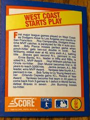 West Coast Starts Play #27 Baseball Cards 1989 Score Magic Motion Trivia A Year to Remember Prices
