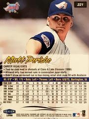 Rear | Matt Perisho Baseball Cards 1998 Ultra