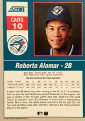 Rear | Roberto Alomar Baseball Cards 1992 Score Impact Players