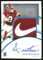 John Metchie III [Patch Autograph Brand Logo] #74 Football Cards 2022 Panini Immaculate Collegiate Prices