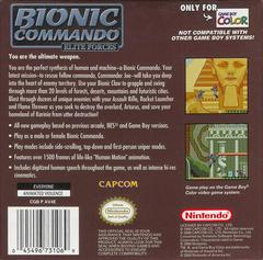 Rear | Bionic Commando Elite Forces GameBoy Color