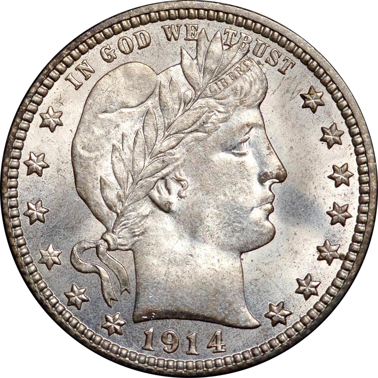 1914 D Coins Barber Quarter