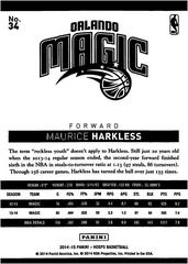 Back Of Card | Maurice Harkless Basketball Cards 2014 Panini Hoops