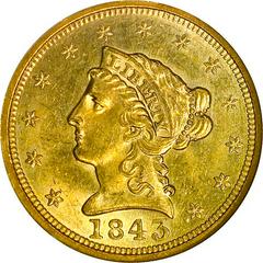 1843 O Coins Liberty Head Quarter Eagle Prices