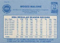 Back Side | Moses Malone Basketball Cards 1986 Star Best Of The Best