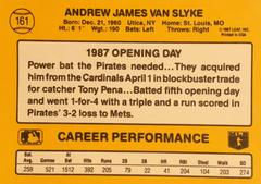 Rear | Andy Van Slyke Baseball Cards 1987 Donruss Opening Day