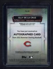 Back | Elly De LA Cruz Baseball Cards 2022 Bowman Sterling Prospect Autographs