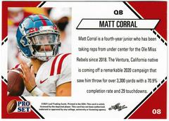 Back | Matt Corral Football Cards 2021 Pro Set College