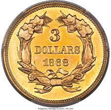 1868 Coins Three Dollar Gold Prices