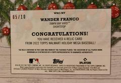 Back | Wander Franco [Silver Metallic] Baseball Cards 2022 Topps Holiday Relics